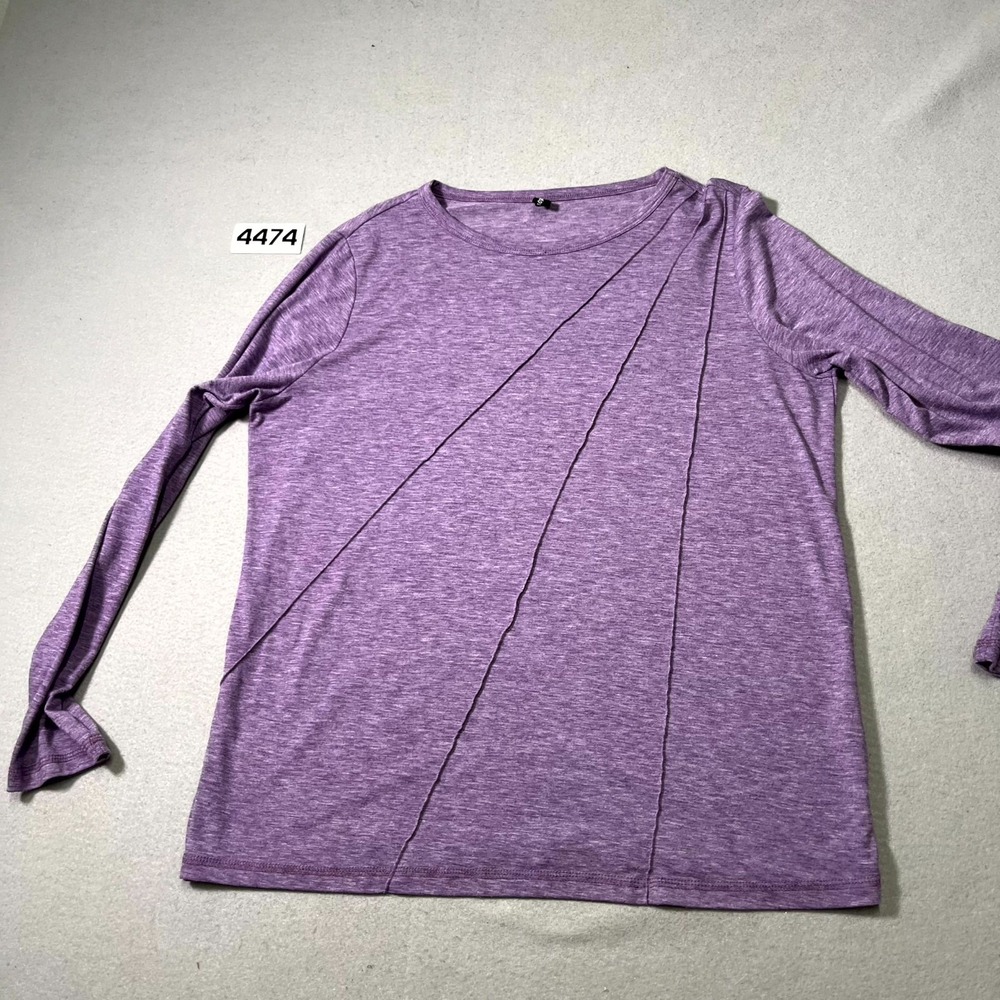 Automet T Shirt Womens XL Heather Purple Pintuck Front Round‎ Neck Streetwear